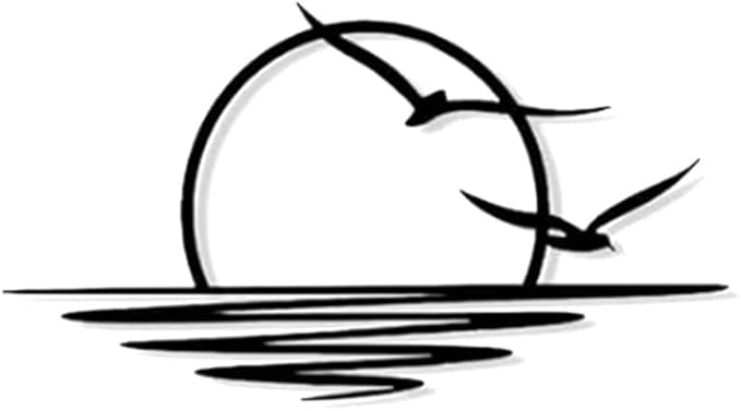 Sunrise and Seagulls Metal Wall Art – Abstract Sunset Minimalist Line Art