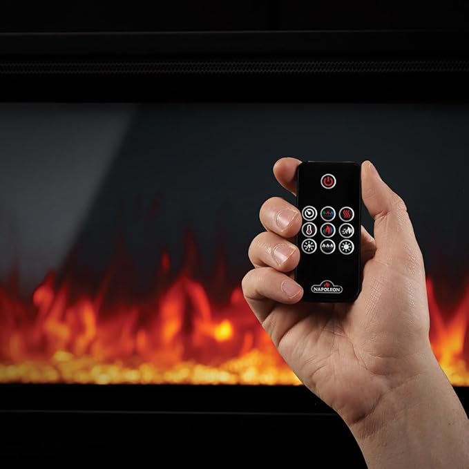Napoleon Entice 50-Inch Wall Hanging Electric Fireplace – Black Glass Front with Crystal Ember Bed