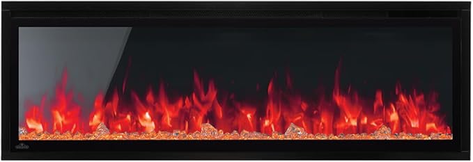 Napoleon Entice 50-Inch Wall Hanging Electric Fireplace – Black Glass Front with Crystal Ember Bed