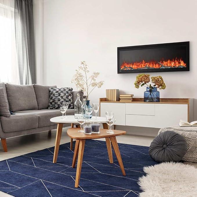 Napoleon Entice 50-Inch Wall Hanging Electric Fireplace – Black Glass Front with Crystal Ember Bed