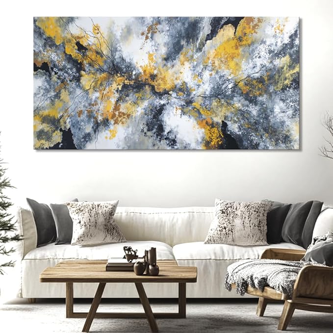 Modern Abstract Canvas Wall Art – Large Framed 146x73cm Ready to Hang Artwork