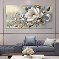 White Floral Canvas Flower Wall Art – Large 20x40 Inch Contemporary Print
