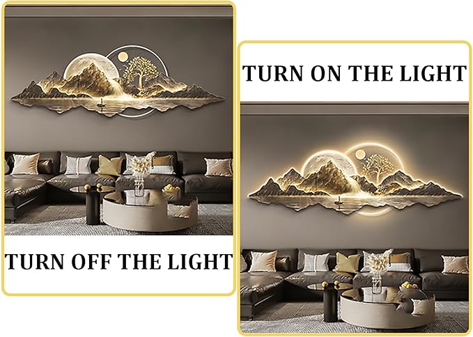 Large 3D Handmade Wall Sculpture with LED Light – Traditional Chinese Pine Wall Art