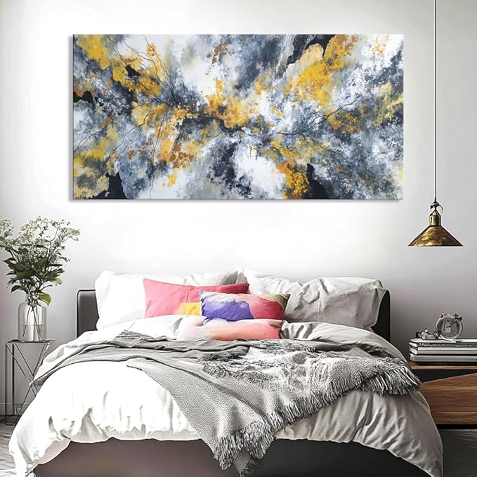 Modern Abstract Canvas Wall Art – Large Framed 146x73cm Ready to Hang Artwork