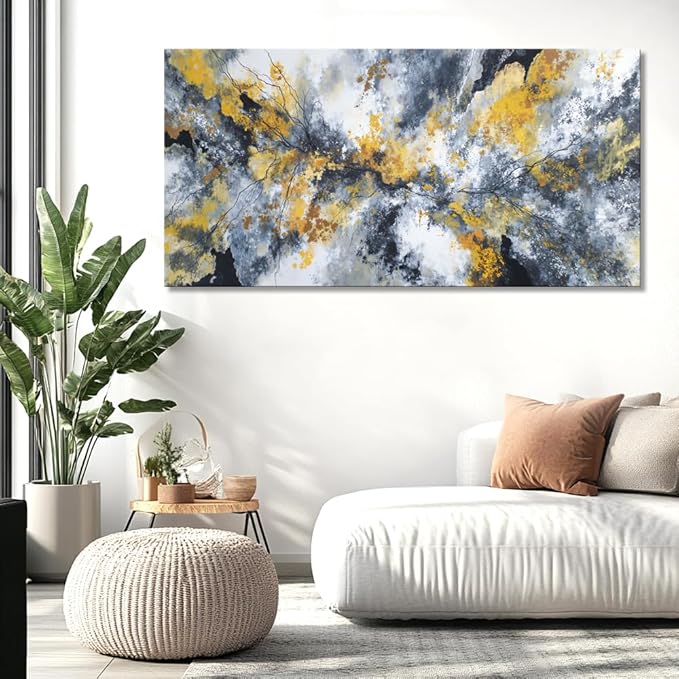 Modern Abstract Canvas Wall Art – Large Framed 146x73cm Ready to Hang Artwork