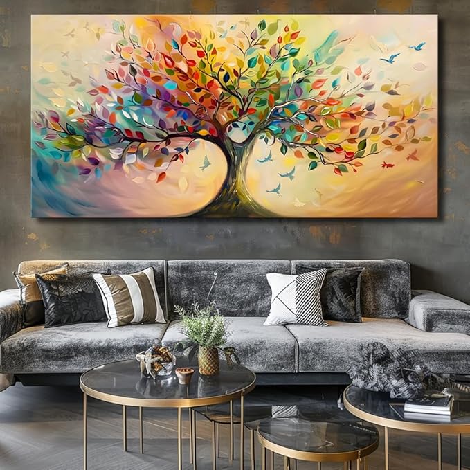 Large Elegant Floral Framed Canvas Print – Modern Textured 20x40 Inch Wall Art