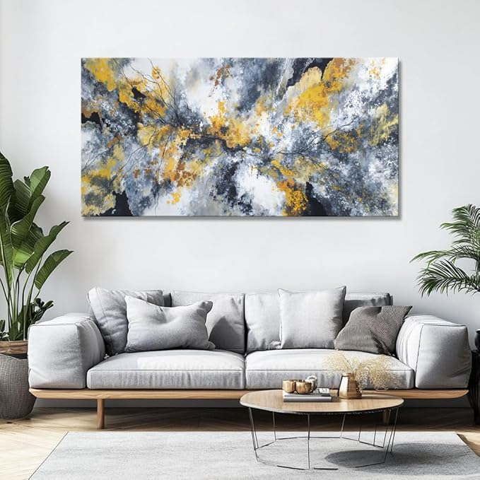 Modern Abstract Canvas Wall Art – Large Framed 146x73cm Ready to Hang Artwork