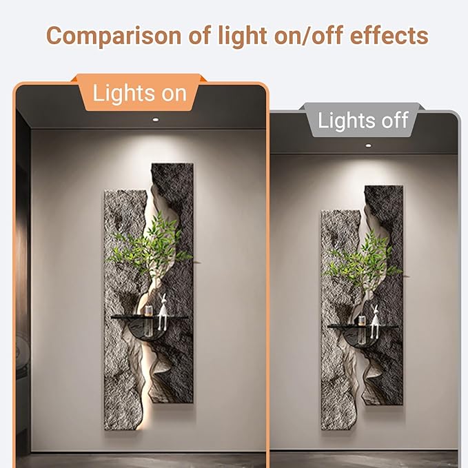 3D Sandstone Wall Art Sculpture with LED Light & Hydroponic Greenery – Textural Hanging Decor