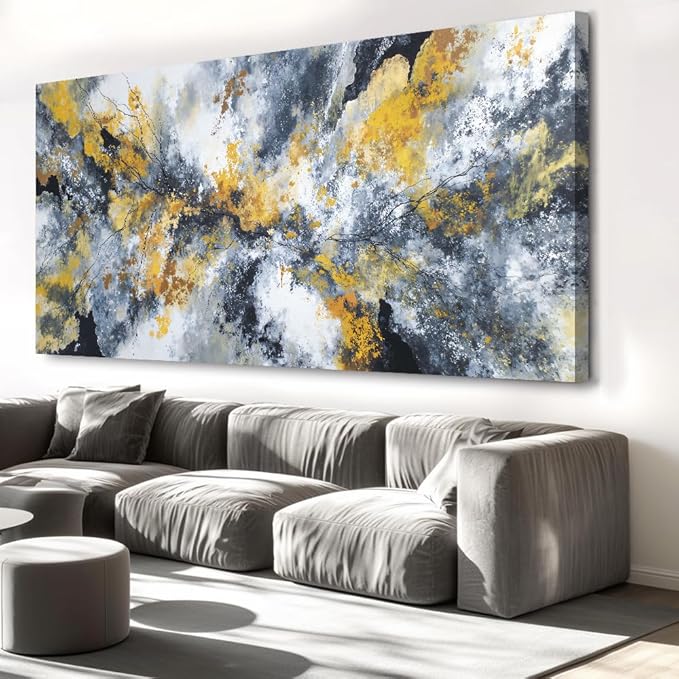 Modern Abstract Canvas Wall Art – Large Framed 146x73cm Ready to Hang Artwork