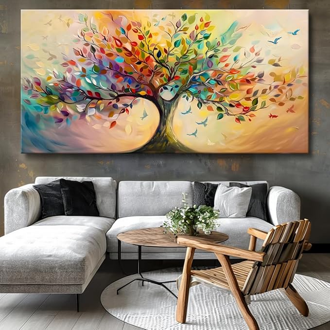 Large Elegant Floral Framed Canvas Print – Modern Textured 20x40 Inch Wall Art