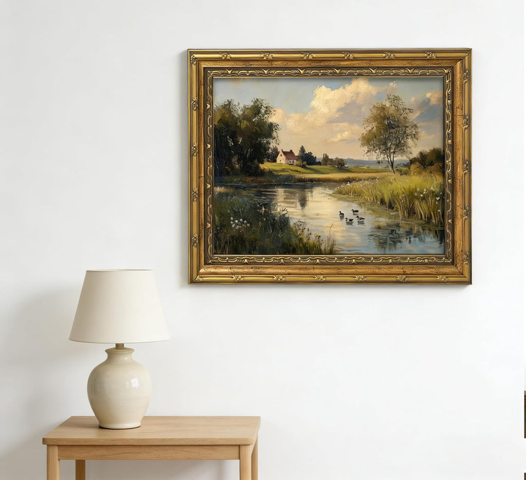 Vintage Gold Framed Jesus Walking on Water Wall Art – Divine Light Modern Religious Print