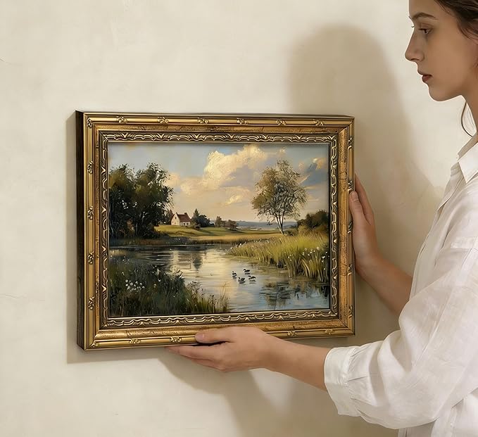 Vintage Gold Framed Jesus Walking on Water Wall Art – Divine Light Modern Religious Print