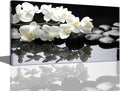 Black and White Orchid Flower Canvas Wall Art – Modern Large Framed 24x48 Inch Artwork